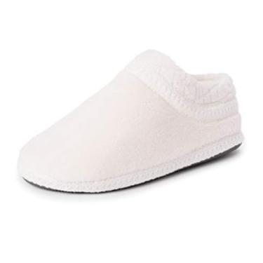 Imagem de MUK LUKS Pantufas femininas Rita Micro Chenille para pés inteiros, Margarida, branca, Large