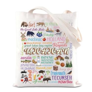 Imagem de TGBJE Michigan State Sacola Wolverine State Lover Gift Michigan Travel Souvenir Gift Wolverine Vocation Shopping Bag, Bolsa Michigan