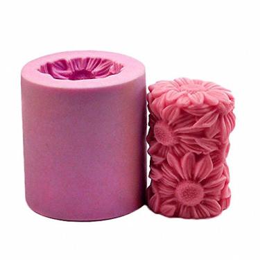 Imagem de Molde de vela de girassol 3D - MoldFun Helianthus Molde de arte de artesanato de silicone para sabão artesanal, bomba de banho, barra de loção, chocolate, gelatina, giz de cera, cera