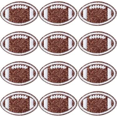 Imagem de PAGOW 12 peças de apliques de lantejoulas para futebol americano, remendo de pontos brancos com glitter, aplique bordado de ferro no futebol, adesivos de costura para roupas, chapéus, jaquetas, jeans,