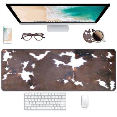 Imagem de Tapete de mesa para jogos com porta-copos para jogos, 80 cm x 30 cm, tapete de mouse grande, decoração de mesa, base de borracha antiderrapante, bordas costuradas para trabalho, jogos, escritório,