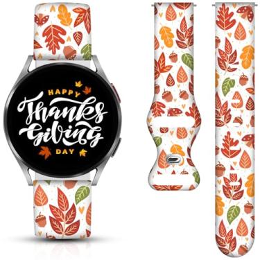 Imagem de Pulseiras de relógio de Natal e Dia das Bruxas compatíveis com Samsung Galaxy Watch 40 mm, 41 mm, 42 mm, 44 mm, 45 mm, 46 mm, pulseira de silicone de substituição de 20 mm para Galaxy Watch 5 / Watch 5 Pro / Watch 4 / Watch 4 Classic / Watch 3 (folhas de outono)