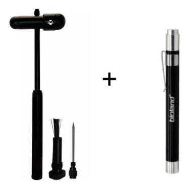 Imagem de Kit Martelo De Reflexo Buck Preto + Lanterna Clínica Led - MD