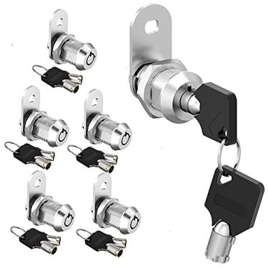 Imagem de inBovoga Pacote com 6 fechaduras de armário com chaves, travas de armazenamento de trailer de 2,2 cm, trava tubular de came RV para porta de armazenamento de trailer, caixa de ferramentas, gaveta de armário de arquivos, liga de zinco