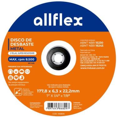 Imagem de Disco Desbaste allflex 178MM 7x1/4x7/8