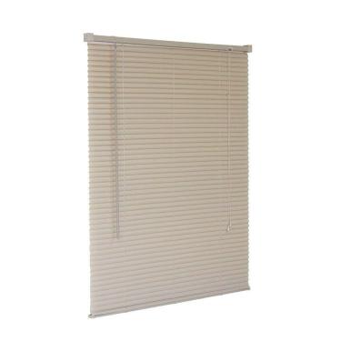 Imagem de Persiana Horizontal PVC Bege 60 (L) x 80 (A) Lâminas Resistentes Flexíveis C/ Kit de In...