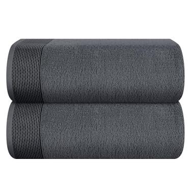 Imagem de Belizzi Home Pacote com 2 lençóis de banho grandes de algodão 89 x 187 cm, lençol de banho grande, ultra absorvente, compacto, ecológico e 100% reciclável, secagem rápida e toalha leve - cinza carvão