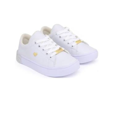 Imagem de Tênis Infantil Feminino Menina Antiderrapante Novidade Lindo Strass Juvenil (Branco, BR, Criança de 4 a 8 anos, Numérico, M, 27)