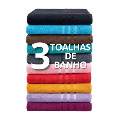 Imagem de Kit 3 Toalhas de Banho Grécia Felpuda Macia com 100% algodão Grande - 