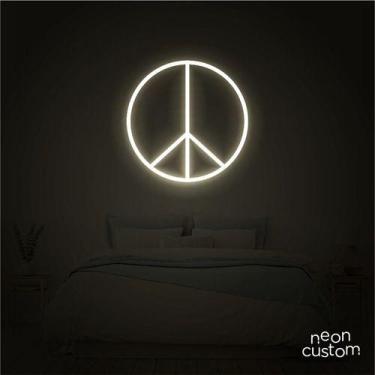 Imagem de luminaria letreiro Neon Led Paz 60x60 luminoso decoração p/ selfie - N