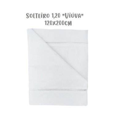 Imagem de Jogo de Lençol 3 Peças Solteiro Viúva 1,20 Ponto Palito Branco Arrumad