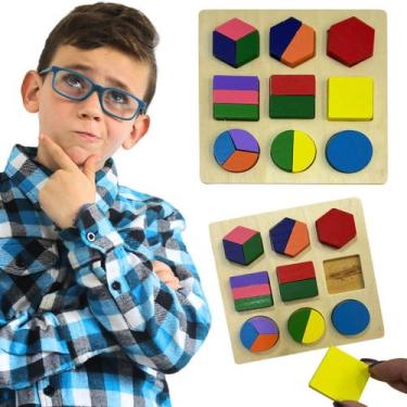 Imagem de Brinquedo Infantil Montessori Encaixe Aprender Formas Fração - Toy Mix