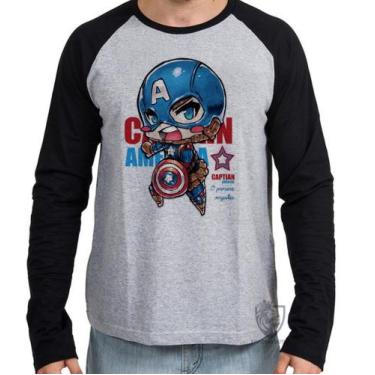 Imagem de Camiseta Manga Longa blusa Capitão América - Empório Dutra, G  adulto
