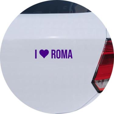 Imagem de Adesivo de Carro Eu Amo Roma - I Love Roma - Cor Roxo - Melhor Adesivo