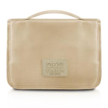 Imagem de Necessaire de Gancho para Viagem Estampa Lisa Jacki Design Bege