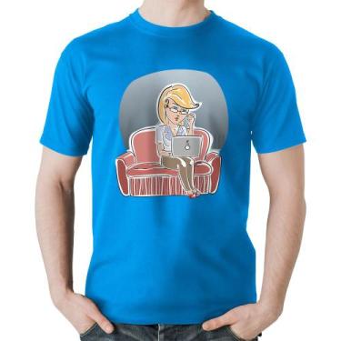 Imagem de Camiseta Algodão Home Office - Foca na Moda, Azul, M