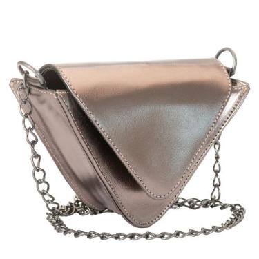 Imagem de Bolsa Feminina Festa Em Triangulo Metalizada Bag - Èkkol shpos, Prata 