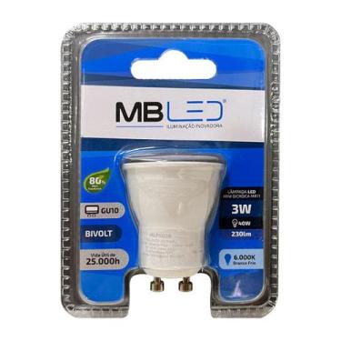 Imagem de Lâmpada de Led Mini Dicroica 3W 6000K 38 GU10 Bivolt - MB Led - MLP502