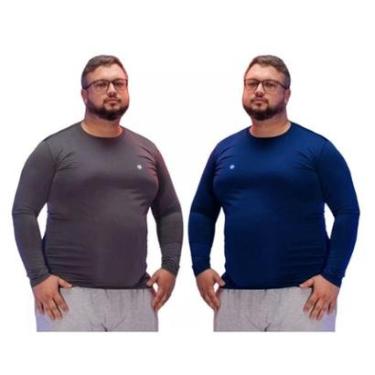 Imagem de Kit 2 Camisas Térmica Masculina Plus Size Uv50+ Segunda Pele Proteção Solar-Masculino