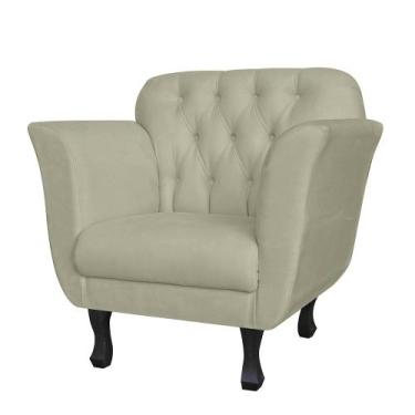 Imagem de Poltrona Decorativa Helena Pés Luís XV Suede Bege - DS Estofados - Est