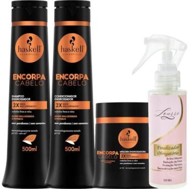 Imagem de Kit Encorpa Cabelo Sh + Cond + Máscara 500ml Haskell + Finalizador Obr