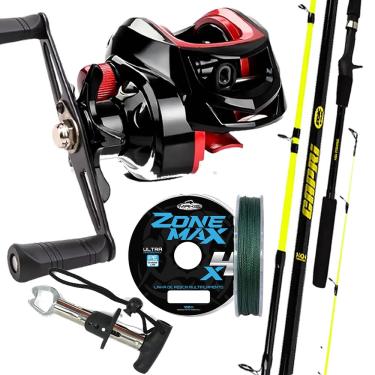 Imagem de Kit Pesca Carretilha Vara Capri Linha e Alicate Suporta 18kg