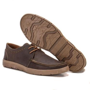 Imagem de Sapato Dockside Alfa Masculino Em Couro Café Resinado Polo Urban, 42, 