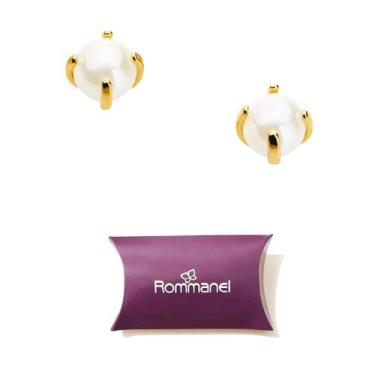 Imagem de Brinco Feminino Rommanel Joias Folheado Ouro 18k Pérolas 0,6mm