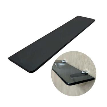 Imagem de Prateleira Vidro Suporte Cromado 50x10cm Desicon Premium, Fumê