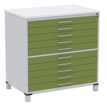 Imagem de Mapoteca 10 Gavetas Pandin 120 cm (Larg) Inmetro Tampo MDP Branco Estr