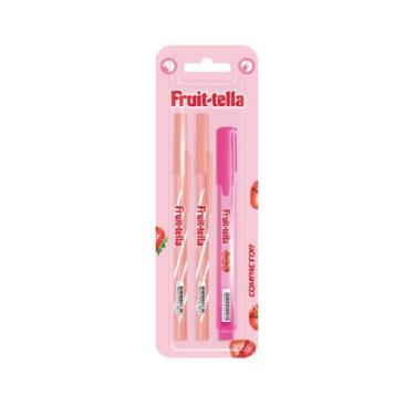 Imagem de Conjunto Escolar Fruit-tella Caneta Esferográfica e Marca Texto - FRUI