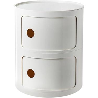 Imagem de Mesa de cabeceira, armário de banheiro pequeno, armário de armazenamento redondo simples, mesa de cabeceira redonda com gavetas, mesa de cabeceira pequena com mesa de cabeceira para armazenamento,