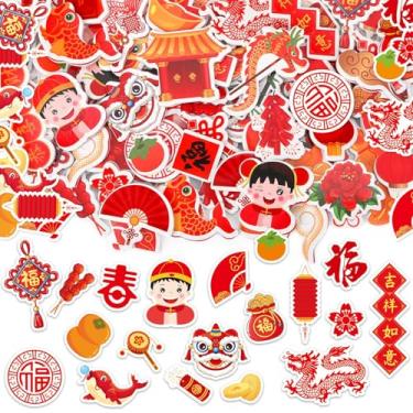 Imagem de JULBEAR 300pcs Chinese Lunar New Year Foam Stickers 2025 Year Candy Sticker Chocolate Labels Sticker for Chinese New Year Lunar Spring Festival Decoration Party Favor Gift Card Supplies