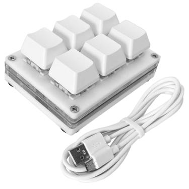 Imagem de Mini teclado macro mecânico de 6 teclas RGB teclado para jogos portátil com uma mão teclas de programação totalmente para Windows Mac OSU HID teclado padrão, interruptores vermelhos, luz de fundo RGB, troca quente, cabo USB-micro
