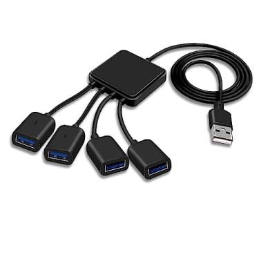Imagem de Octopus Hub USB 2.0, divisor de 4 portas com cabo de 80 cm de comprimento. Compatível com Windows PC, Mac, impressoras e HDDs móveis. Perfeito para laptops