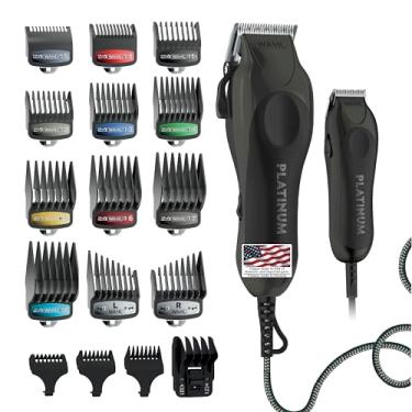 Imagem de Wahl Cortador de cabelo e aparador com fio USA Pro Series Platinum para corte de cabelo doméstico com pentes guia codificados por cores – Modelo 79804-100