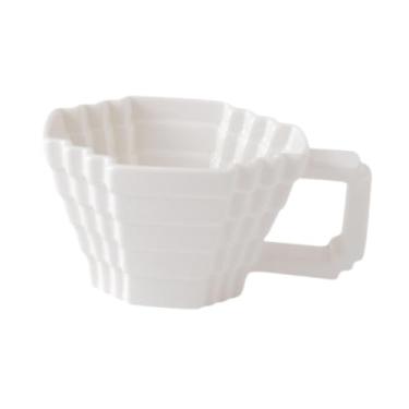 Imagem de IEUDNS Caneca de cerâmica, xícara de café de porcelana moderna com alça, 400ml, adereços para fotos, caneca de café da manhã, copo para escritório, Branco