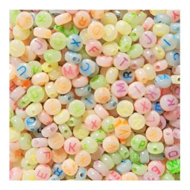 Imagem de 400 Miçanga Entremeio Letra Coração Smile Pérola Missanga Bijuteria Artesanato (Letra Fluorescente)