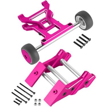 Imagem de RCarmubWow RC Aluminium Wheelie Bar Set & Wing Mount Upgrades Part for 1/10 KRATON 4X4 4S V2 BLX,Alloy Rear Wing Mount Stand Up Wheel Hops Up,Replace ARA320613,ARA320631,Pink