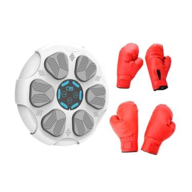Imagem de Dynwave Máquina de boxe inteligente alvo de parede alvo de boxe de música suporte de parede portátil com luvas equipamento de treinamento de boxe para, Branco