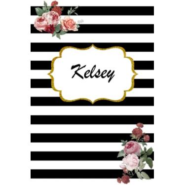 Imagem de Kelsey: Classic Floral Personalized Notebook/Journal/ Log Book/ Planner With Name, 110 pages of your selected paper, planner. Size: 6” x 9”