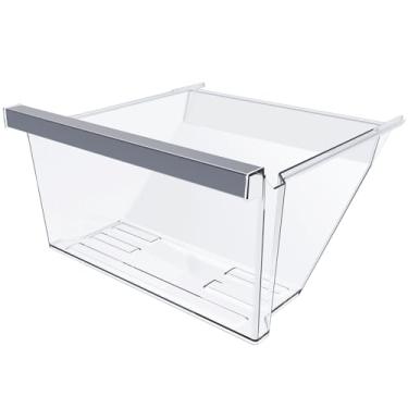 Imagem de Gaveta de geladeira W11162446 atualizada compatível com gaveta de geladeira Whirlpool W11046495 Peças de reposição de gaveta Whirlpool WRS325SDHZ, WRS321SDHZ, WRS315SDHM Prateleira inferior de gaveta