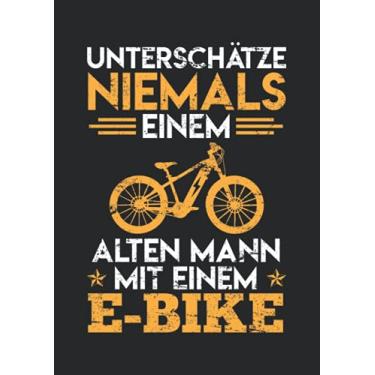 Imagem de Notizbuch A4 kariert mit Softcover Design: Alter Mann mit E-Bike Spruch Fahrrad Radfahrer Geschenk Witz: 120 karierte DIN A4 Seiten