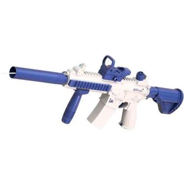 Imagem de Arma de Agua Elétrica M416 Com Mira e Silenciador Led - Chemaster, Azu