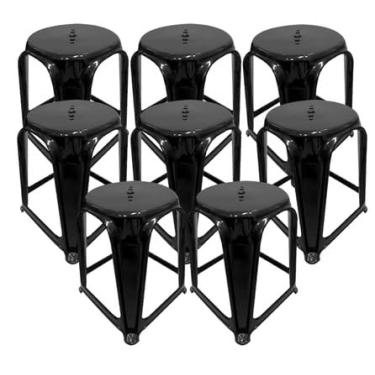Imagem de Banqueta De Plastico Resistente Até 120kg Kit Com 8 Unidades (PRETA)