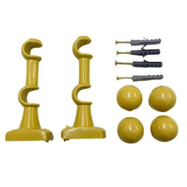 Imagem de Kit de Suporte Para Cortina Varão Simples Par Com Ponteira Duplo Refor