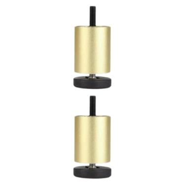 Imagem de ＫＬＫＣＭＳ 2x Móveis ajustáveis ​​pernas suportam as pernas redondo o pé de substituição do sofá para refrigerador de cama de ar condicionado, Ouro, 18cm