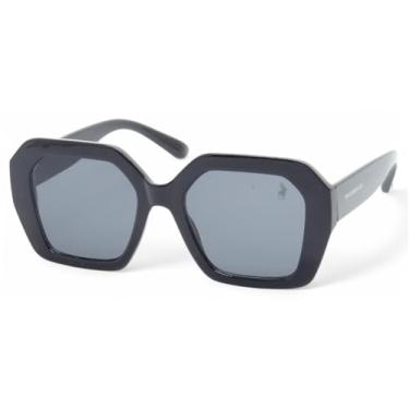 Imagem de Óculos de Sol Polo London Club, design Oversized Lente Proteção UV400 - Kit contém Case Couro ECO (Preto)
