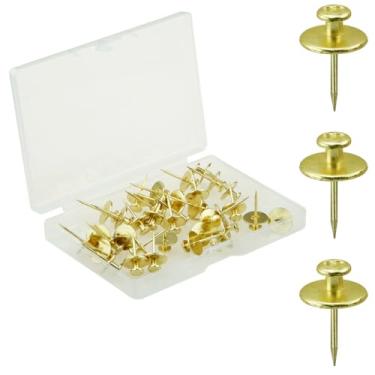 Imagem de 36 tachas de polegar de cabeça dupla para pendurar fotos, pregos de parede para pendurar, pregos para decoração de parede, ganchos para fotos (ouro)