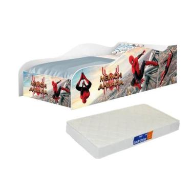 Imagem de Mini Cama Carro Homem Aranha Proteção Lateral MDf mais colchão Incluso